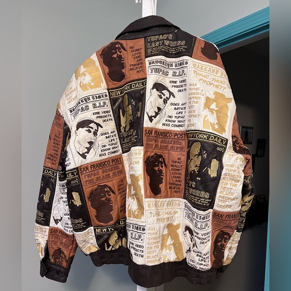 Men’s Tupac Commemorative Leather Jacket Size 5XL - Picture 3 of 5